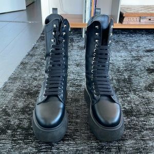 Perfect condition The Attico Selene Logo-Plaque Lace-Up Ankle Boots